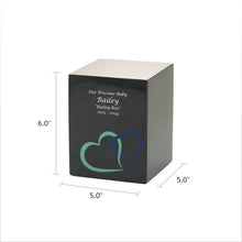 Load image into Gallery viewer, Monumental Memorials Hearts Blue Black, Small Urn
