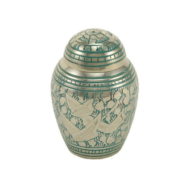 New, Solid Brass Guided Light Keepsake Funeral Cremation Urn,  5 Cubic Inches