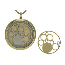 Load image into Gallery viewer, Stainless Steel/14k Gold Plated Bronze/Pewter Round Cremation Pendant w/Circles
