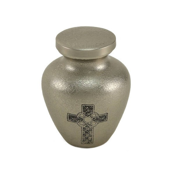 New, Solid Brass Celtic Cross Keepsake Funeral Cremation Urn, 5 Cubic Inches