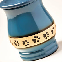 Load image into Gallery viewer, At Peace Memorials Blue Paw Print Extra Small Pet Urn

