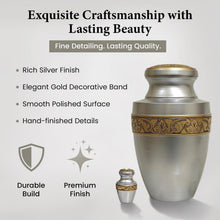 Load image into Gallery viewer, At Peace Memorials Tranquility Silver Adult Urn for Ashes
