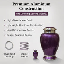 Load image into Gallery viewer, At Peace Memorials Hotep Dark Purple Urn for Ashes SET
