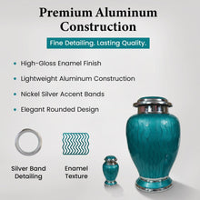 Load image into Gallery viewer, At Peace Memorials Hotep Biscayne Green Urn for Ashes SET
