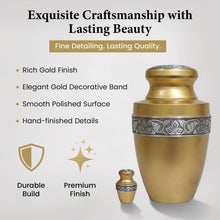Load image into Gallery viewer, At Peace Memorials Tranquility Gold Urn for Ashes SET
