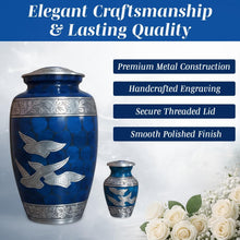 Load image into Gallery viewer, At Peace Memorials Dove Blue Urn for Ashes SET
