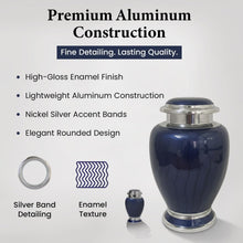 Load image into Gallery viewer, At Peace Memorials Hotep Navy Blue Urn for Ashes SET
