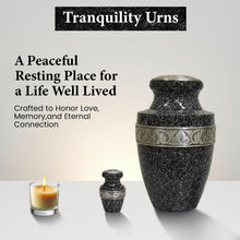 Load image into Gallery viewer, At Peace Memorials Tranquility Black Marble Urn for Ashes SET
