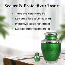 Load image into Gallery viewer, At Peace Memorials Cordoba Green Keepsake Urn for Ashes
