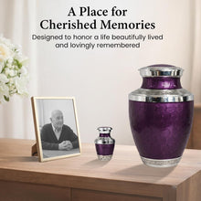 Load image into Gallery viewer, At Peace Memorials Cordoba Dark Purple Urn for Ashes SET
