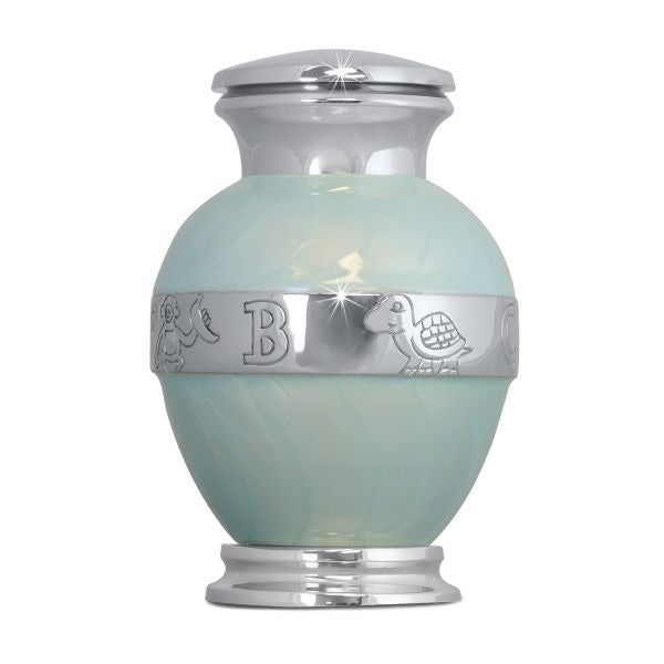 Small/Keepsake Protected Blue Infant Funeral Cremation Urn for Ashes