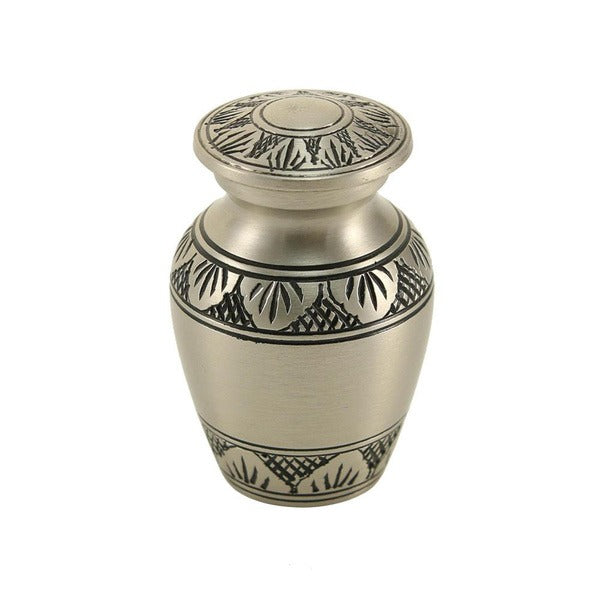 New, Solid Brass Eterna Pewter Keepsake Funeral Cremation Urn, 5 Cubic Inches