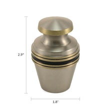 Load image into Gallery viewer, Keepsake Brass Pewter  Funeral Cremation Urn for Ashes, 5 Cubic Inches
