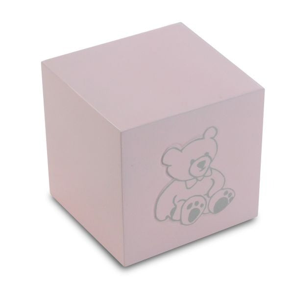 Small/Keepsake 20 Cubic Inches Pink Infant Teddy Cube Funeral Cremation Urn for Ashes