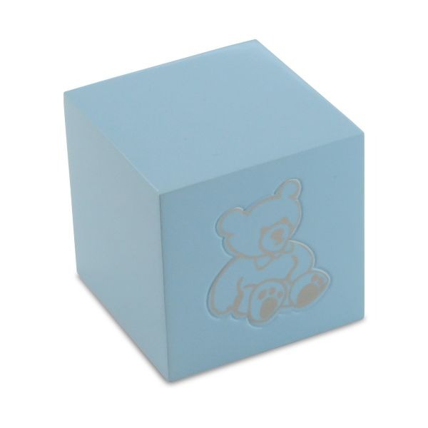 Small/Keepsake 20 Cubic Inches Blue Infant Teddy Cube Funeral Cremation Urn for Ashes