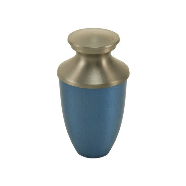 At Peace Memorials Monterey Blue Mini Keepsake w/ Velvet Bag Cremation Urn 5 CI
