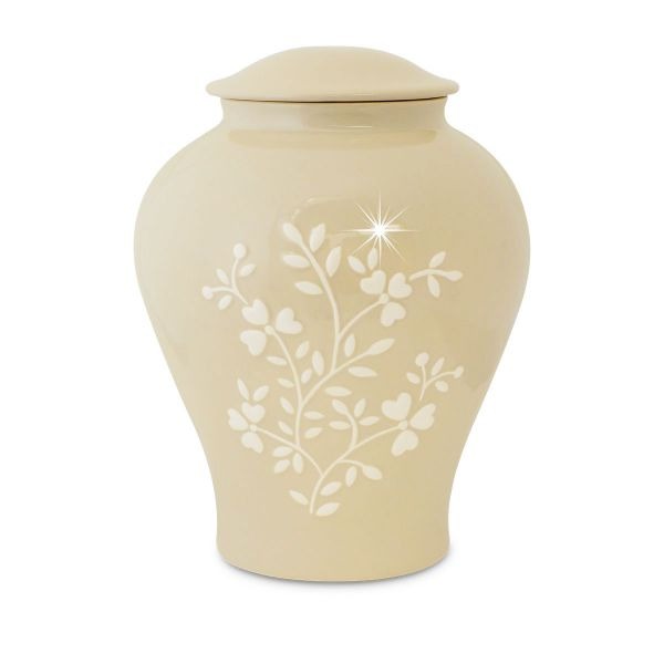 Large/Adult 225 Cubic Inches Spring Flower Ceramic Funeral Cremation Urn for Ashes