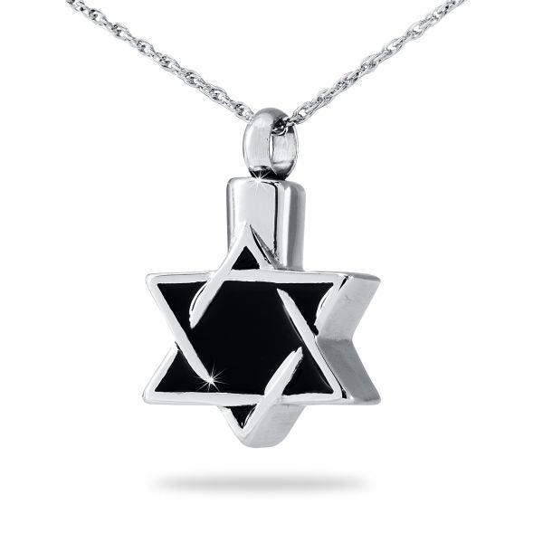 Stainless Steel Jewish Star Keepsake Necklace/Pendant Cremation Urn for Ashes