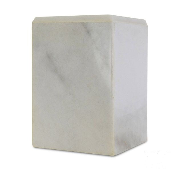 Large/Adult 200 Cubic Inches Nolan White Stone Funeral Cremation Urn for Ashes