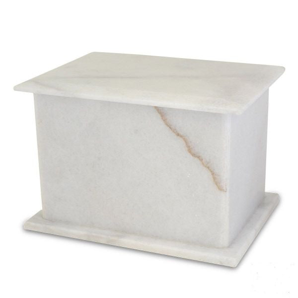 Large/Adult 200 Cubic Inches Cisco White Stone Funeral Cremation Urn for Ashes