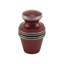 Load image into Gallery viewer, Small/Keepsake 5 Cubic Inch Magenta Aluminum Grecian Funeral Cremation Urn
