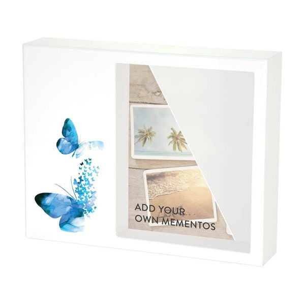 At Peace Memorials Shadowbox Remembrance Keepsake Blue Butterflies