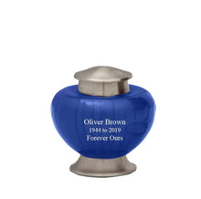 Load image into Gallery viewer, Small/Keepsake 4 Cubic Inches Baroque Blue Brass Funeral Cremation Urn
