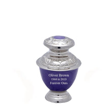 Load image into Gallery viewer, Small/Keepsake 4 Cubic Inches Elegance Pearl Purple Brass Funeral Cremation Urn
