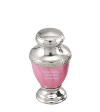 Load image into Gallery viewer, Small/Keepsake 4 Cubic Inches Zejtar Pink Pearl Metal Funeral Cremation Urn
