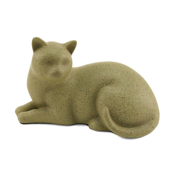Small/Keepsake Fawn Cozy Cat Resin Funeral Cremation Urn, 25 Cubic Inches