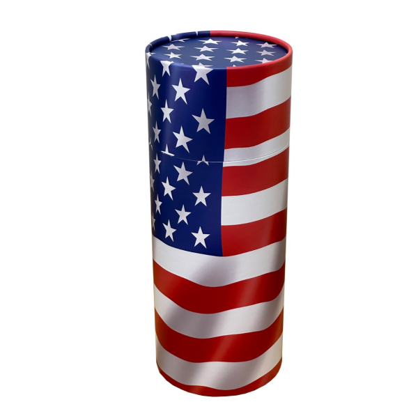 Large/Adult Biodegradable American Flag Scattering Tube Funeral Cremation Urn for Ashes