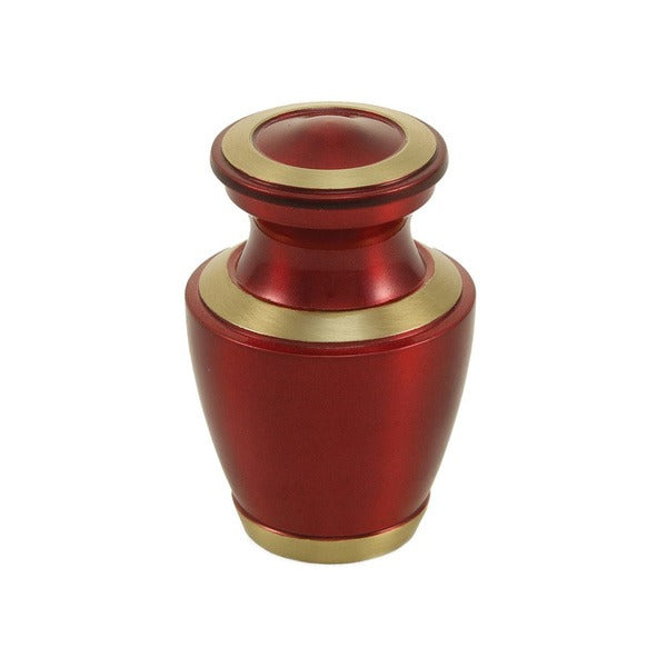 Keepsake Brass Red Funeral Cremation Urn for Ashes, 5 Cubic Inches