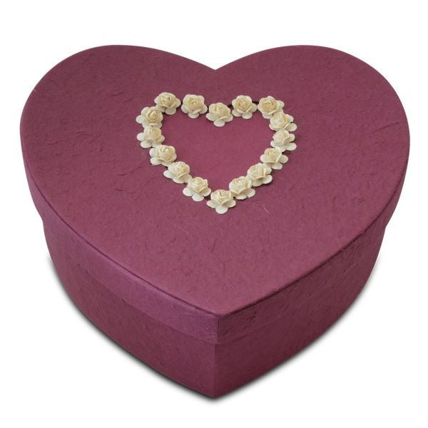 Biodegradable Burgundy Comfort Heart Paper Companion Funeral Cremation Urn for Ashes