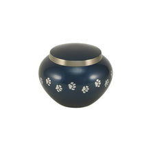 Load image into Gallery viewer, Small/Keepsake Blue Brass Quest Funeral Cremation Urn, 25 cubic inches
