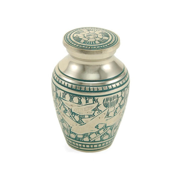 Guided Light Brass Keepsake Funeral Cremation Urn for Ashes, 5 Cubic Inches
