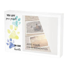 Load image into Gallery viewer, At Peace Memorials Shadowbox Remembrance Paw Prints Teal
