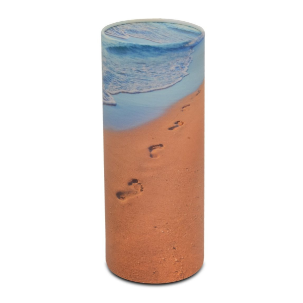 Biodegradable Footprints in the Sand Cylinder Scattering Tube Funeral Cremation Urn for Ashes