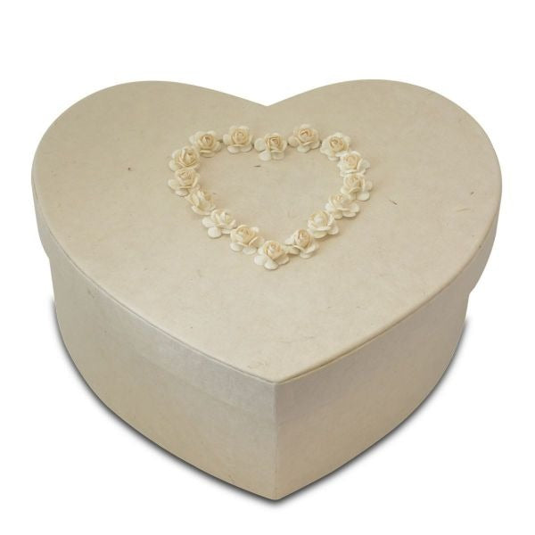 Biodegradable Ivory Comfort Heart Paper Companion Funeral Cremation Urn for Ashes