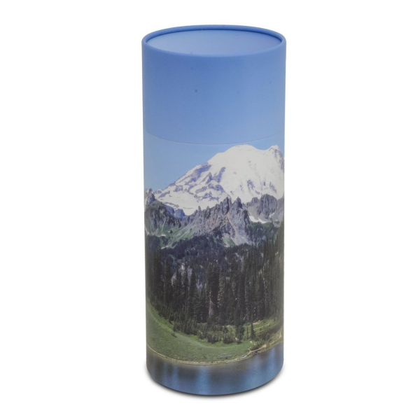 Biodegradable Mountains Cylinder Scattering Tube Funeral Cremation Urn for Ashes