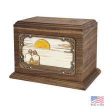 Load image into Gallery viewer, Large/Adult 210 Cubic Inches 3D Sunset Wood Funeral Cremation Urn for Ashes
