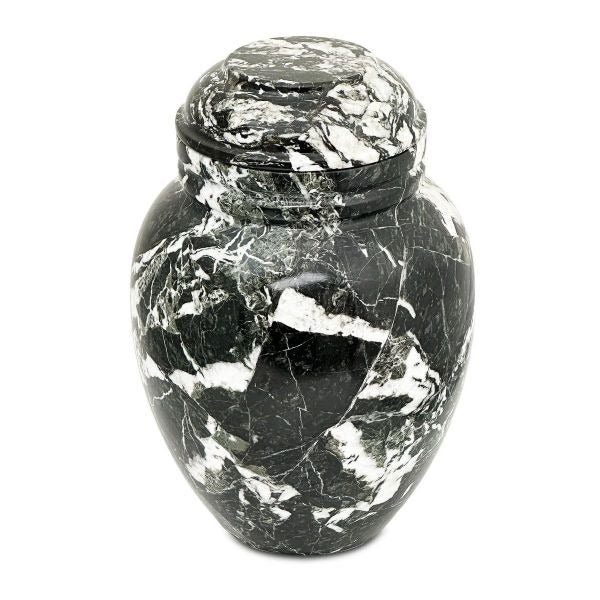 Large/Adult 200 Cubic Inches Vigil Black Stone Funeral Cremation Urn for Ashes