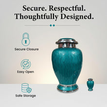 Load image into Gallery viewer, At Peace Memorials Hotep Biscayne Green Urn for Ashes SET
