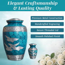 Load image into Gallery viewer, At Peace Memorials Dove Teal  Urn for Ashes SET

