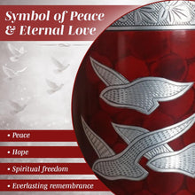 Load image into Gallery viewer, At Peace Memorials Dove Red Urn for Ashes SET
