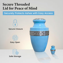 Load image into Gallery viewer, At Peace Memorials Tranquility Blue Urn for Ashes SET
