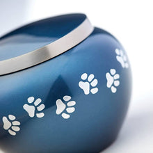 Load image into Gallery viewer, Small/Keepsake Blue Brass Quest Funeral Cremation Urn, 25 cubic inches
