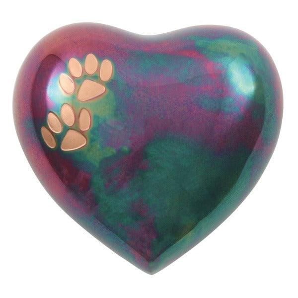 Small/Keepsake Multi-Colored Brass Arielle Heart Cremation Urn, 20 cubic inches