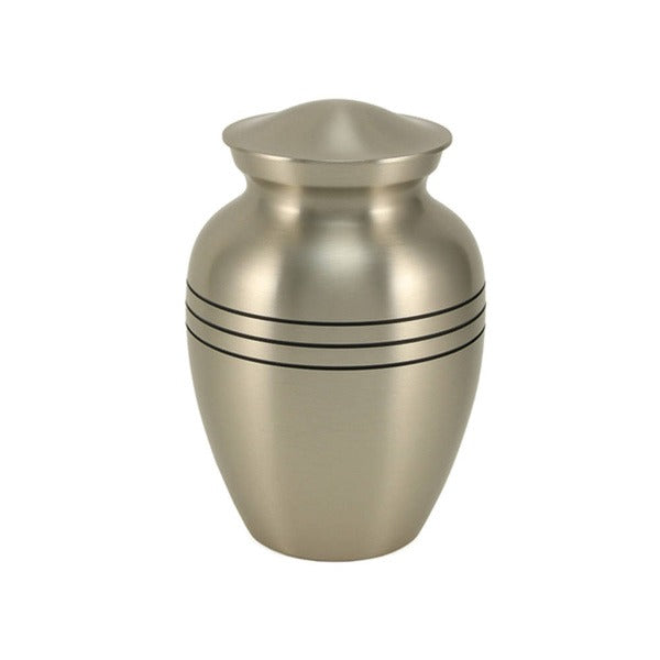 Solid Brass Classic Pewter Color Child/Pet Funeral Cremation Urn, 70 Cubic Inch