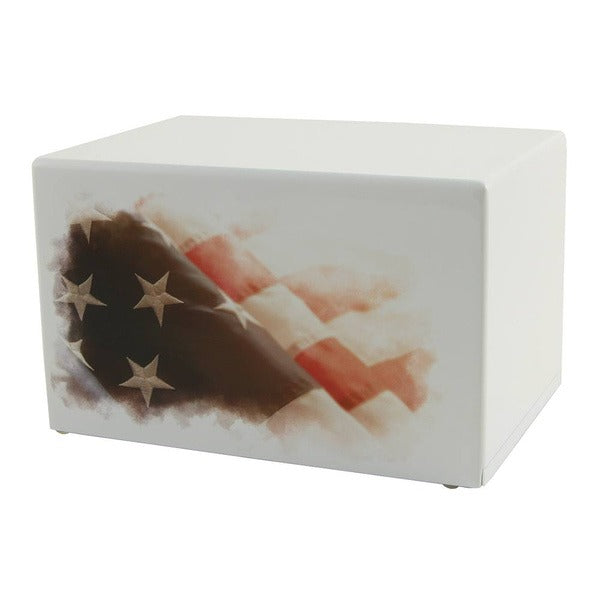 Large/Adult American Flag Box Funeral Cremation Urn for Ashes, 200 Cubic Inches