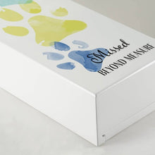Load image into Gallery viewer, At Peace Memorials Shadowbox Remembrance Paw Prints Teal
